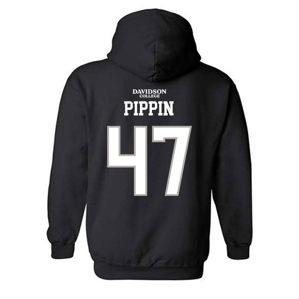Davidson - NCAA Football : Nash Pippin - Black Replica Shersey Hooded Sweatshirt-1