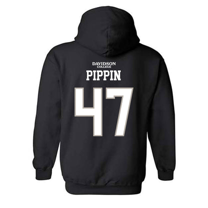 Davidson - NCAA Football : Nash Pippin - Black Replica Shersey Hooded Sweatshirt-1