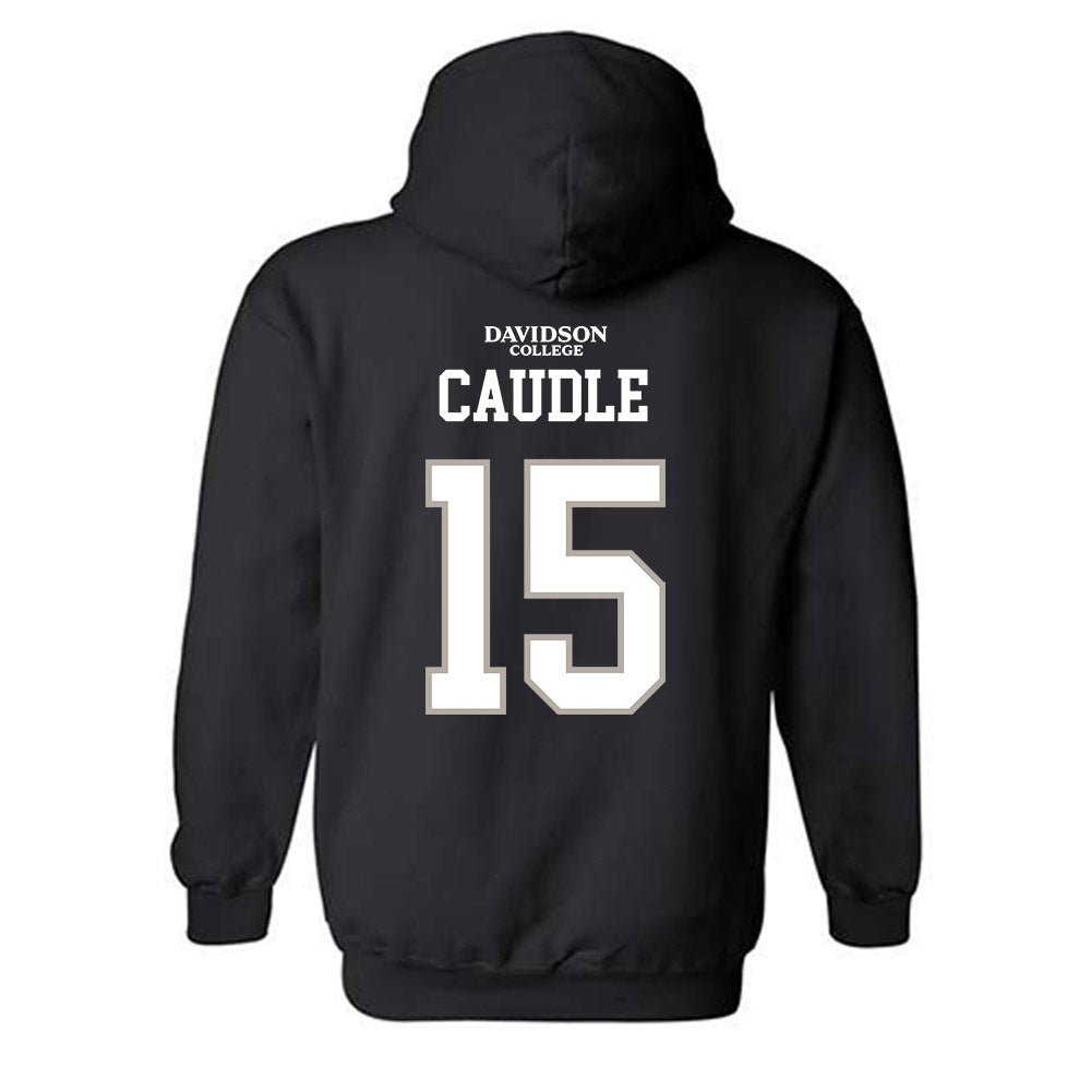 Davidson - NCAA Football : Justin Caudle - Black Replica Shersey Hooded Sweatshirt-1