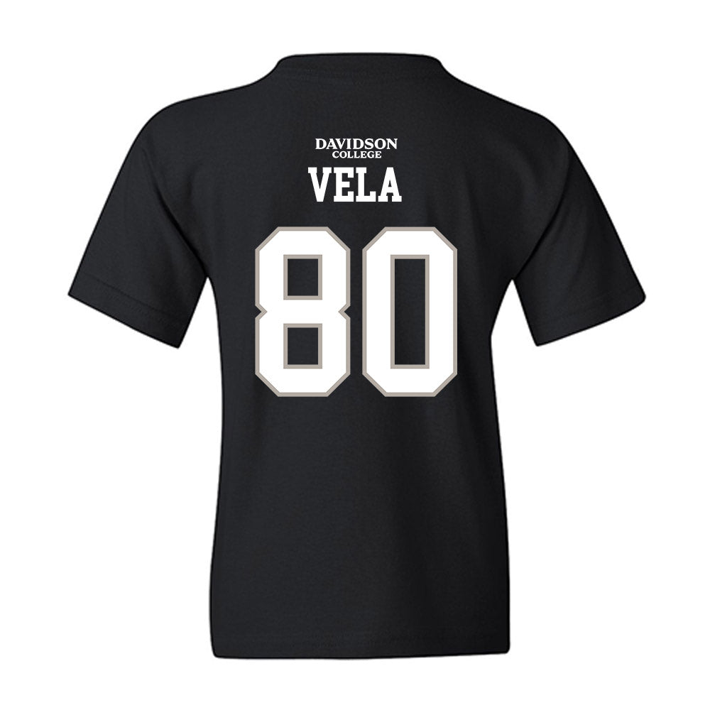 Davidson - NCAA Football : Xavier Vela - Black Replica Shersey Youth T-Shirt-1