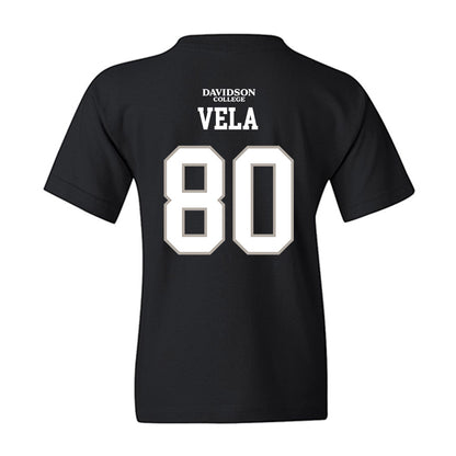 Davidson - NCAA Football : Xavier Vela - Black Replica Shersey Youth T-Shirt-1