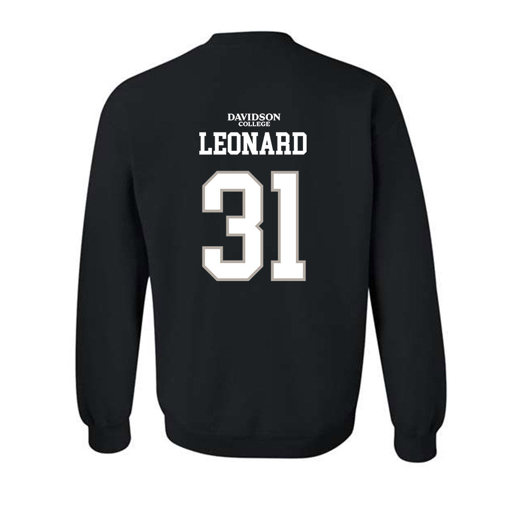 Davidson - NCAA Football : Michael Leonard - Black Replica Shersey Crewneck Sweatshirt