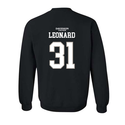 Davidson - NCAA Football : Michael Leonard - Black Replica Shersey Crewneck Sweatshirt