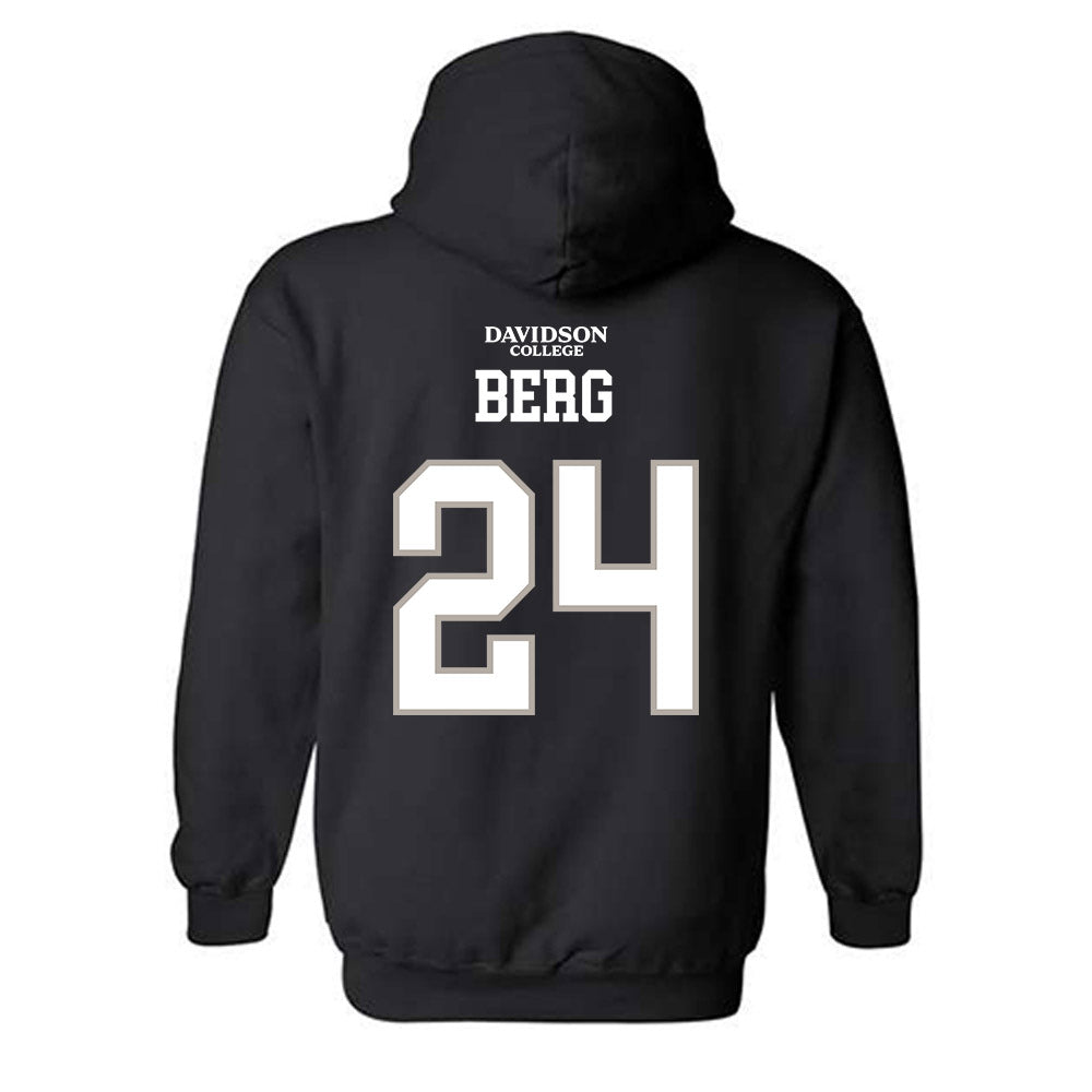 Davidson - NCAA Football : Brodey Berg - Black Replica Shersey Hooded Sweatshirt-1