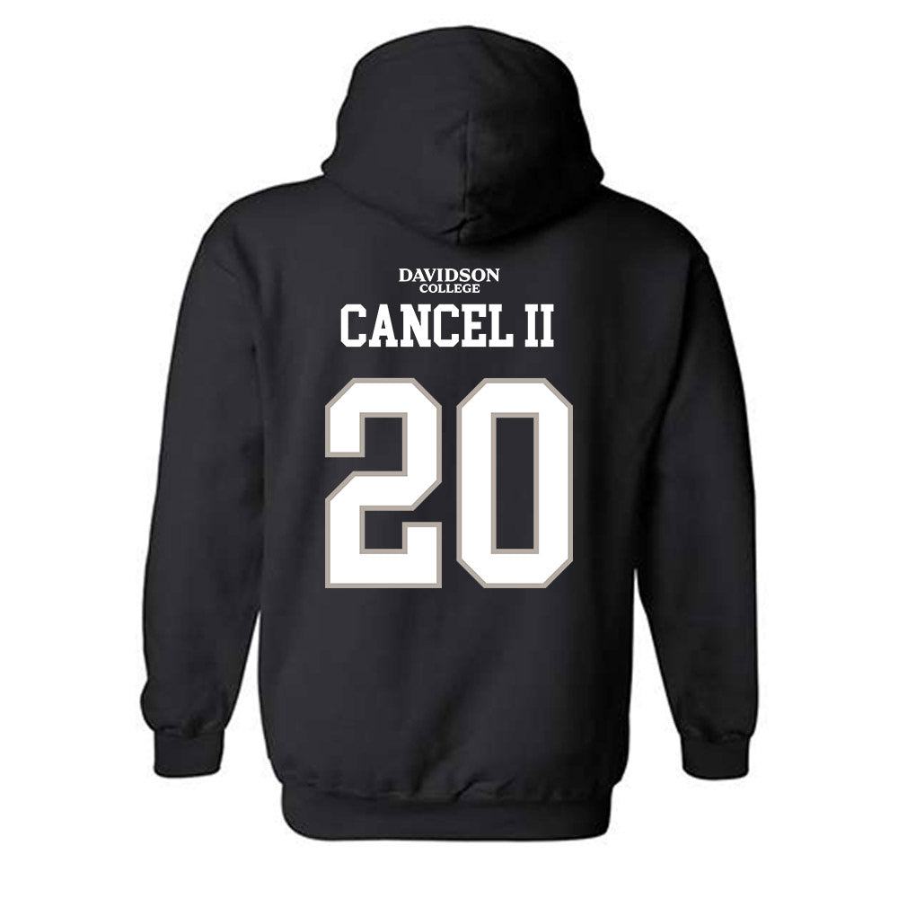 Davidson - NCAA Football : Quinton Cancel II - Black Replica Shersey Hooded Sweatshirt