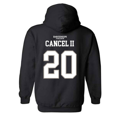 Davidson - NCAA Football : Quinton Cancel II - Black Replica Shersey Hooded Sweatshirt