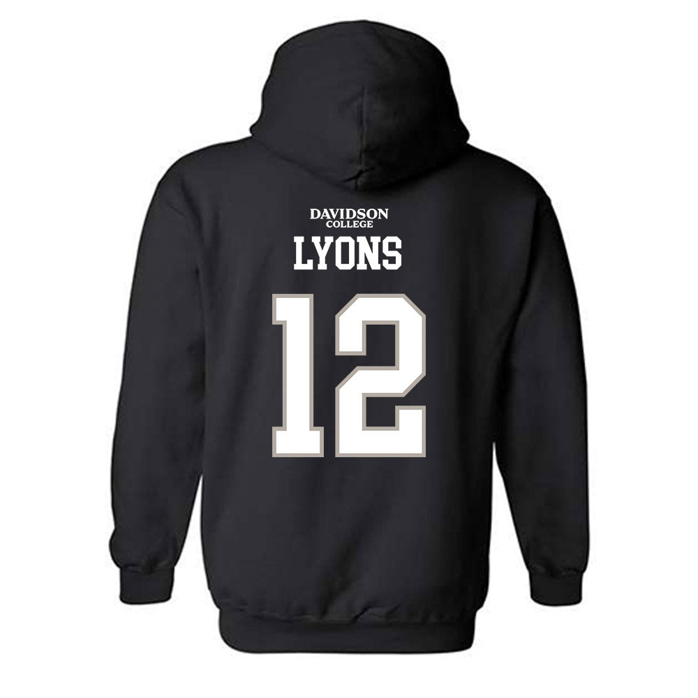 Davidson - NCAA Football : Christian Lyons - Black Replica Shersey Hooded Sweatshirt-1