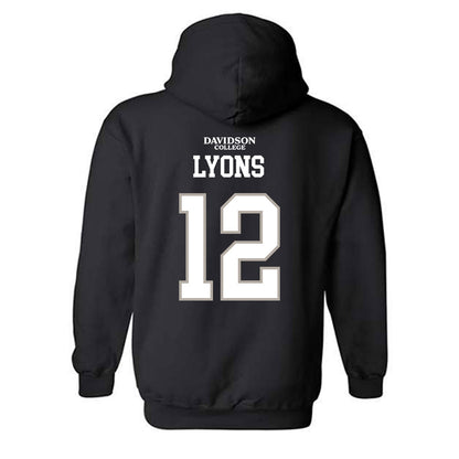 Davidson - NCAA Football : Christian Lyons - Black Replica Shersey Hooded Sweatshirt-1