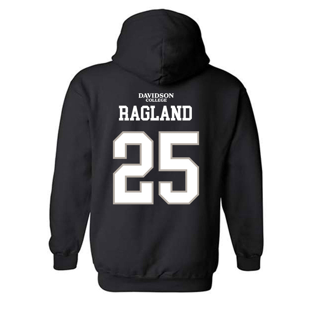 Davidson - NCAA Football : Shay Ragland - Black Replica Shersey Hooded Sweatshirt-1