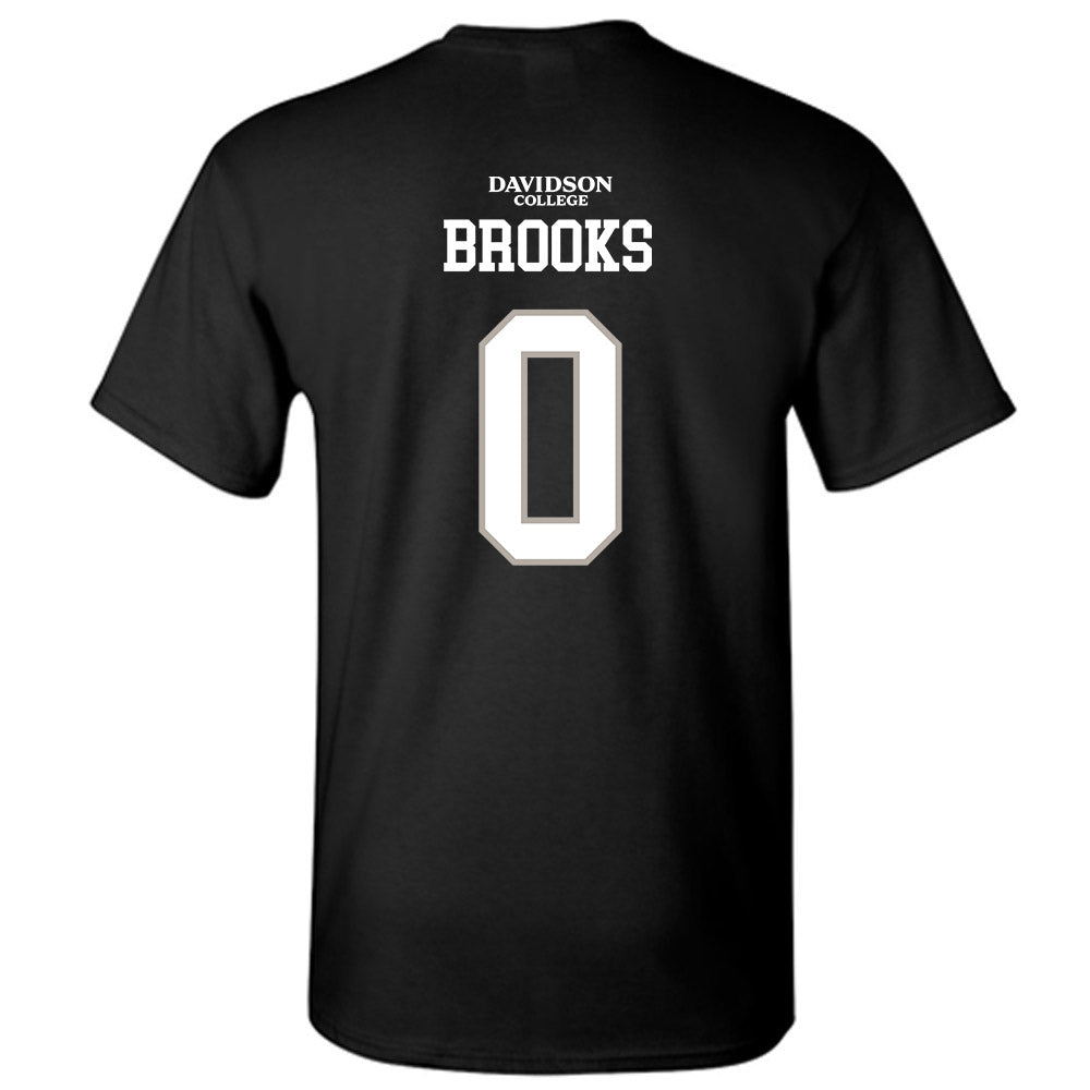 Davidson - NCAA Football : Hunter Brooks - Black Replica Shersey T-Shirt-1