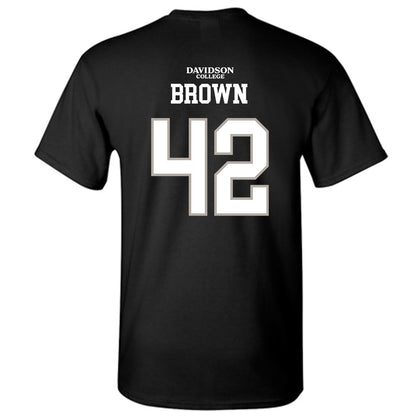 Davidson - NCAA Football : Dallas Brown - Black Replica Shersey T-Shirt