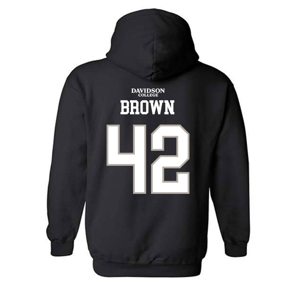 Davidson - NCAA Football : Dallas Brown - Black Replica Shersey Hooded Sweatshirt