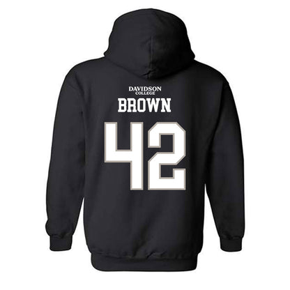 Davidson - NCAA Football : Dallas Brown - Black Replica Shersey Hooded Sweatshirt
