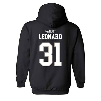 Davidson - NCAA Football : Michael Leonard - Black Replica Shersey Hooded Sweatshirt