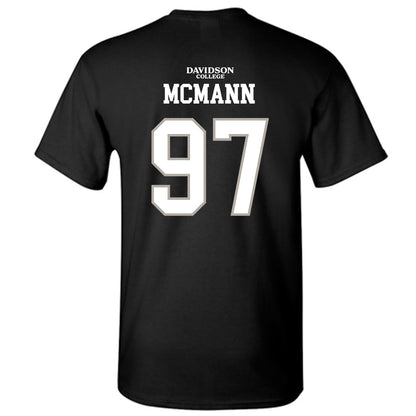 Davidson - NCAA Football : Liam McMann - Black Replica Shersey T-Shirt-1
