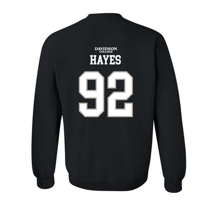 Davidson - NCAA Football : Christian Hayes - Black Replica Shersey Crewneck Sweatshirt-1