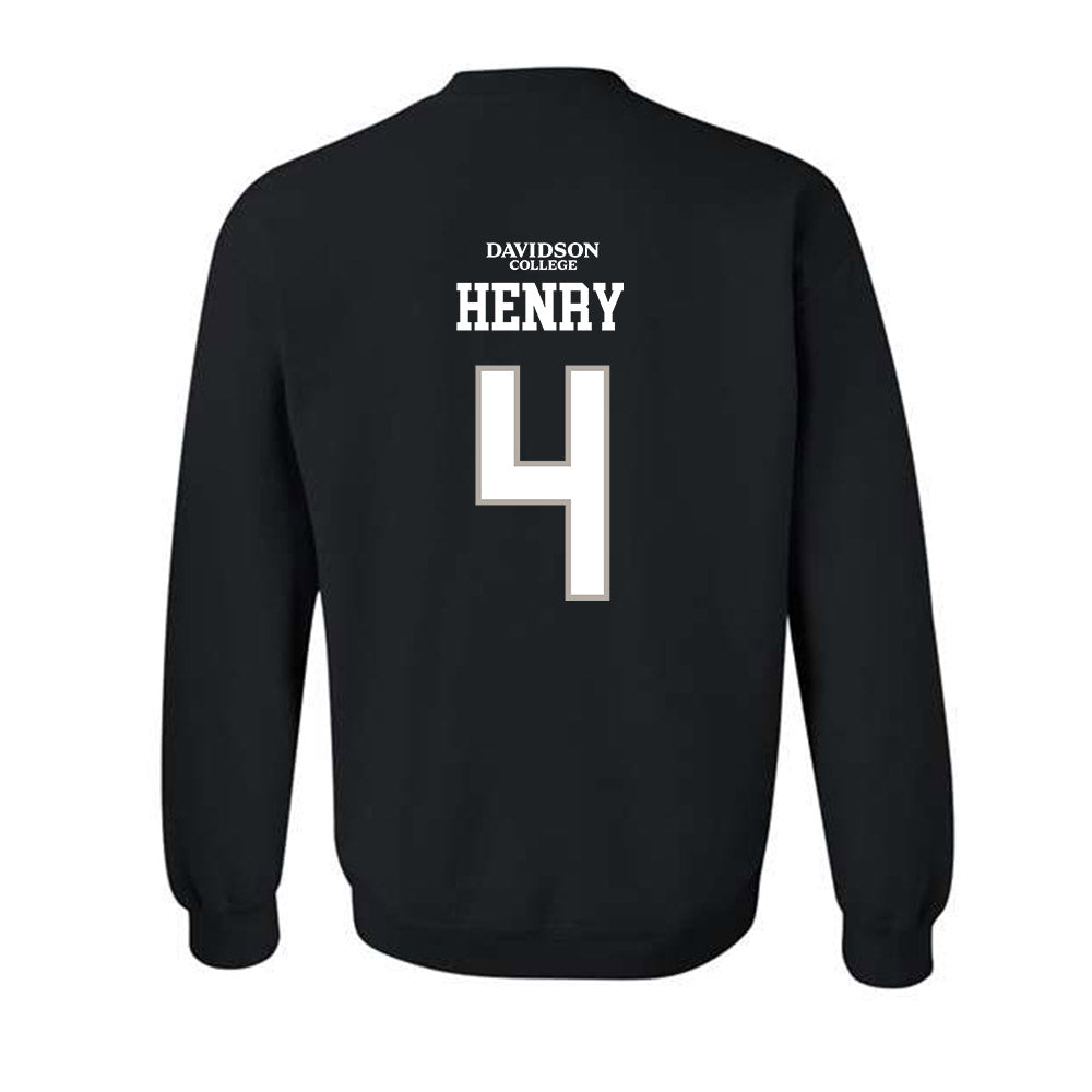 Davidson - NCAA Football : Tahir Henry - Black Replica Shersey Crewneck Sweatshirt