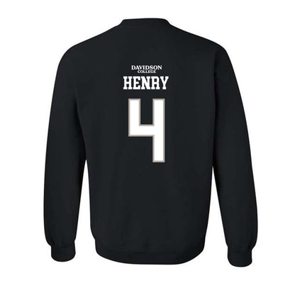 Davidson - NCAA Football : Tahir Henry - Black Replica Shersey Crewneck Sweatshirt