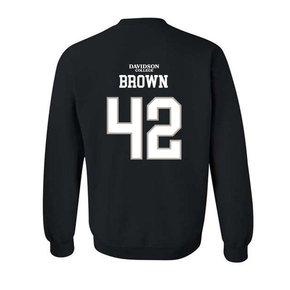 Davidson - NCAA Football : Dallas Brown - Black Replica Shersey Crewneck Sweatshirt