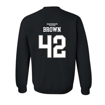 Davidson - NCAA Football : Dallas Brown - Black Replica Shersey Crewneck Sweatshirt