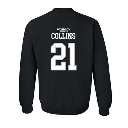 Davidson - NCAA Football : Caiden Collins - Black Replica Shersey Crewneck Sweatshirt-1