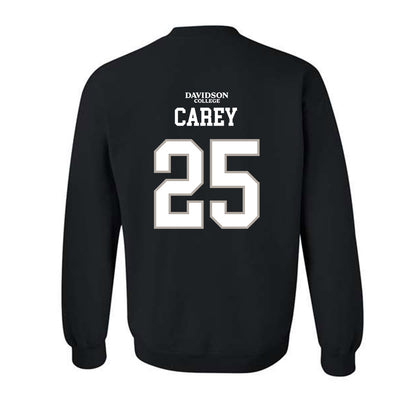 Davidson - NCAA Football : Aaron Carey - Black Replica Shersey Crewneck Sweatshirt