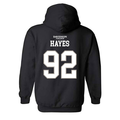 Davidson - NCAA Football : Christian Hayes - Black Replica Shersey Hooded Sweatshirt-1