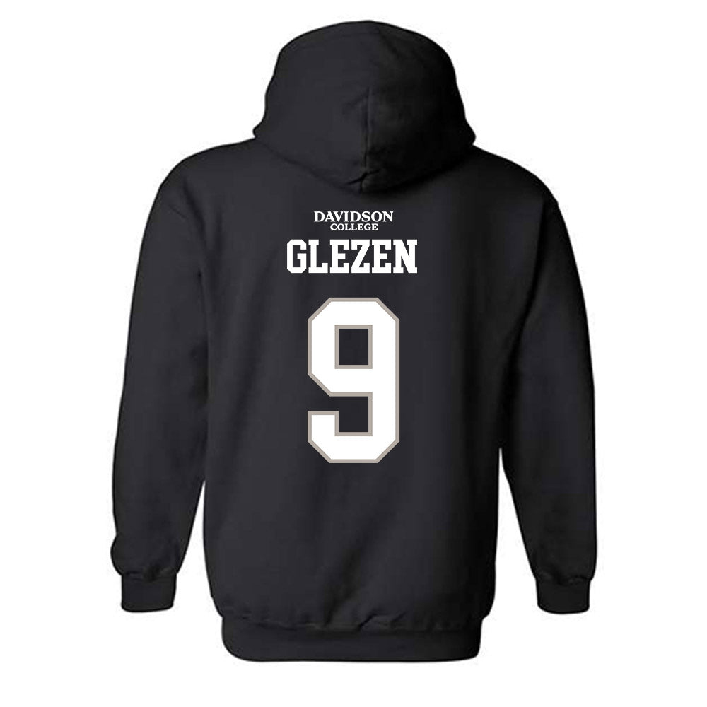 Davidson - NCAA Football : Landon Glezen - Black Replica Shersey Hooded Sweatshirt-1