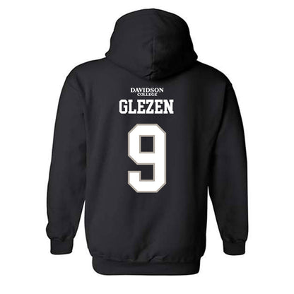 Davidson - NCAA Football : Landon Glezen - Black Replica Shersey Hooded Sweatshirt-1