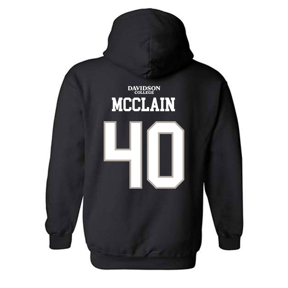 Davidson - NCAA Football : Carius McClain - Black Replica Shersey Hooded Sweatshirt