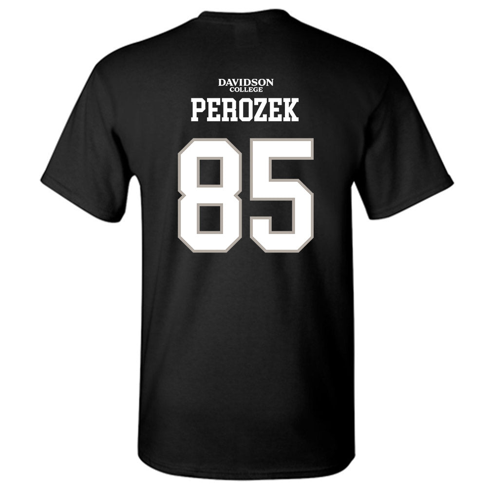 Davidson - NCAA Football : Jack Perozek - Black Replica Shersey T-Shirt-1