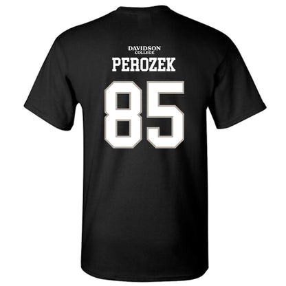 Davidson - NCAA Football : Jack Perozek - Black Replica Shersey T-Shirt-1