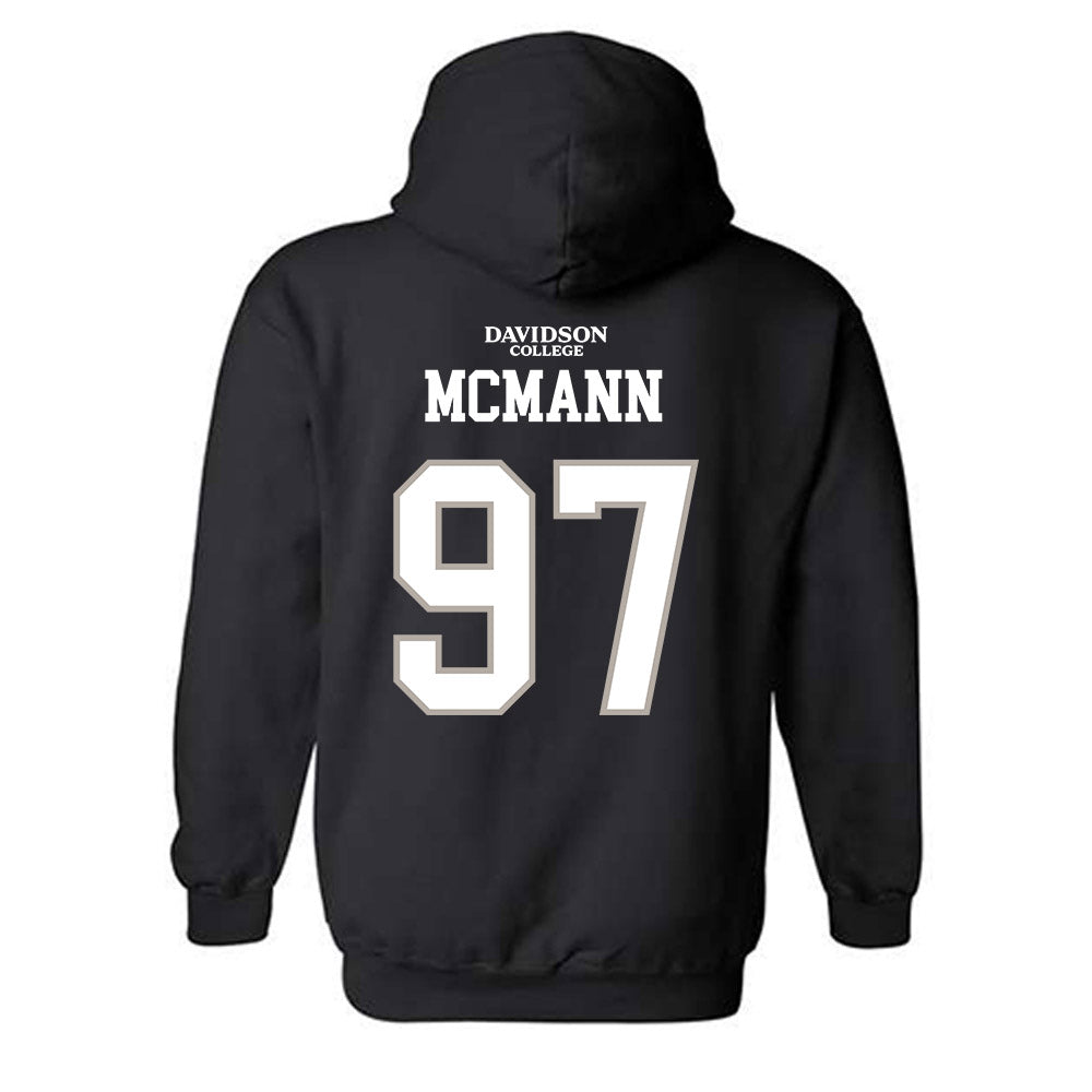 Davidson - NCAA Football : Liam McMann - Black Replica Shersey Hooded Sweatshirt-1