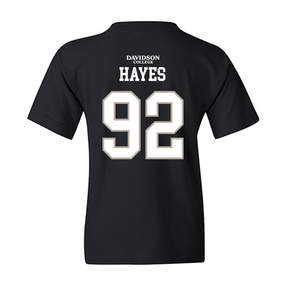 Davidson - NCAA Football : Christian Hayes - Black Replica Shersey Youth T-Shirt-1