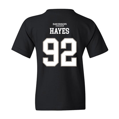 Davidson - NCAA Football : Christian Hayes - Black Replica Shersey Youth T-Shirt-1