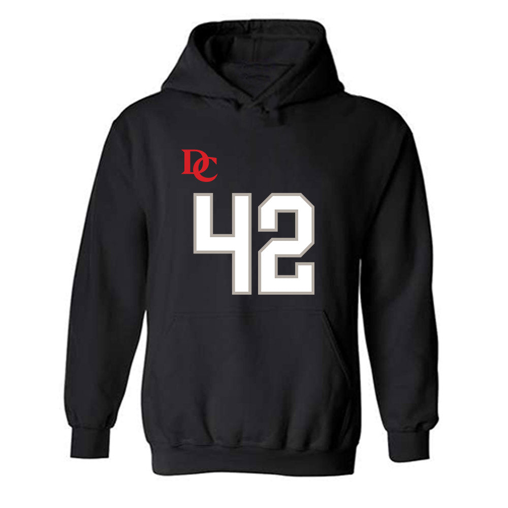 Davidson - NCAA Football : Dallas Brown - Black Replica Shersey Hooded Sweatshirt
