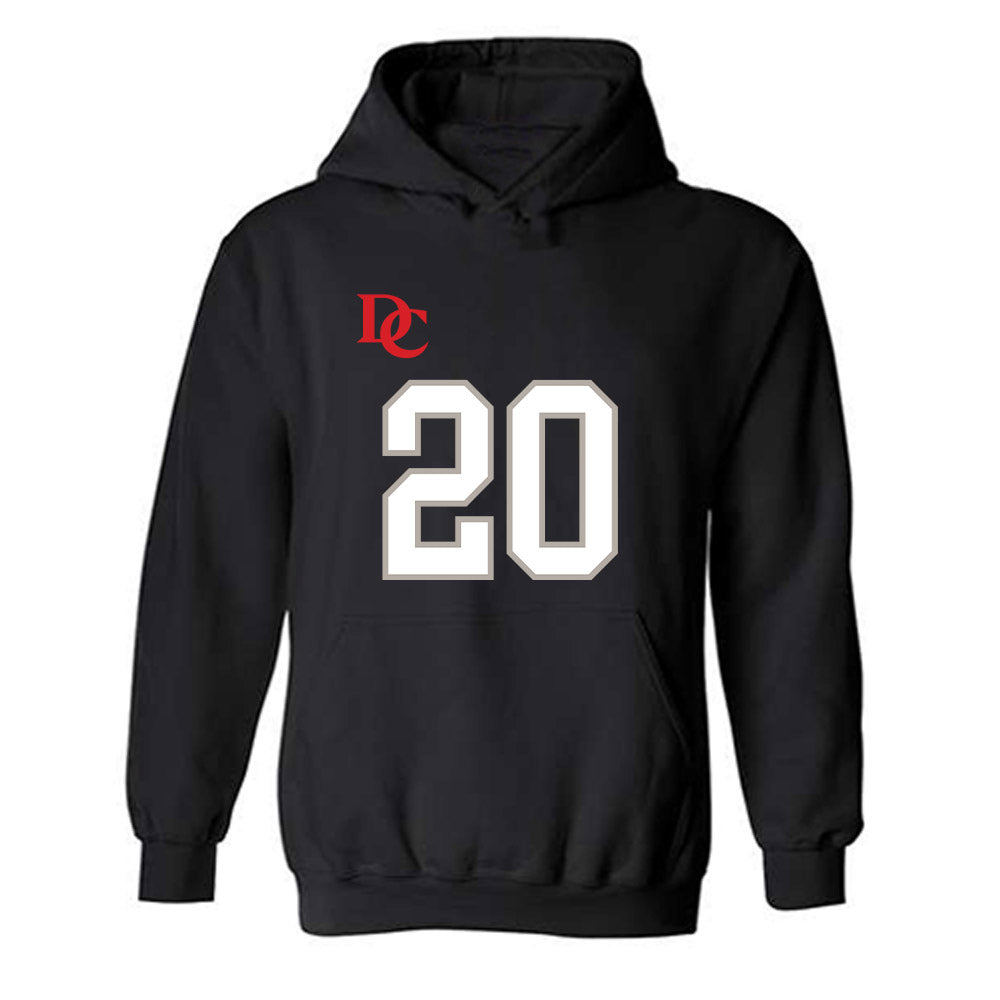 Davidson - NCAA Football : Quinton Cancel II - Black Replica Shersey Hooded Sweatshirt