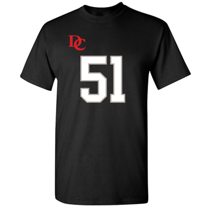 Davidson - NCAA Football : Tom Luther - Black Replica Shersey T-Shirt