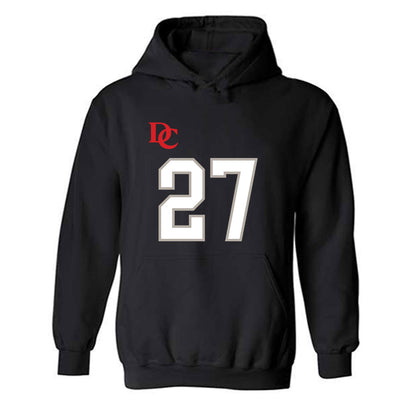 Davidson - NCAA Football : Revis McClairen - Black Replica Shersey Hooded Sweatshirt-0