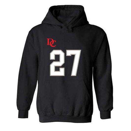 Davidson - NCAA Football : Revis McClairen - Black Replica Shersey Hooded Sweatshirt-0