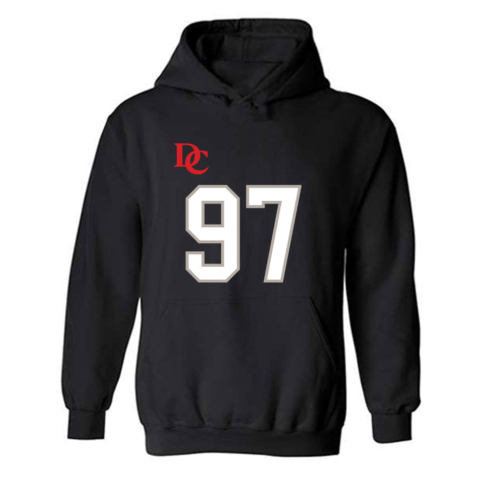 Davidson - NCAA Football : Liam McMann - Black Replica Shersey Hooded Sweatshirt-0
