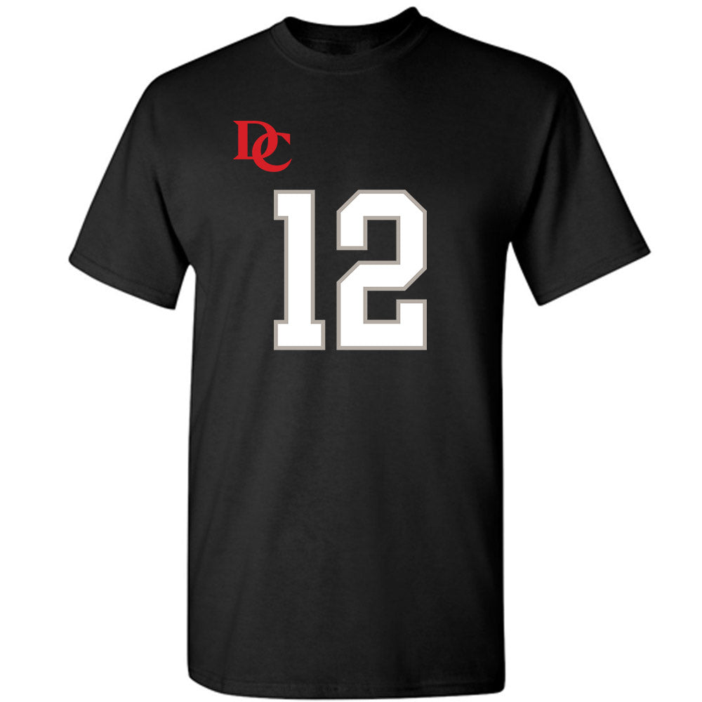 Davidson - NCAA Football : Christian Lyons - Black Replica Shersey T-Shirt-0