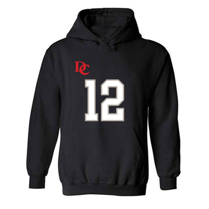Davidson - NCAA Football : Christian Lyons - Black Replica Shersey Hooded Sweatshirt-0