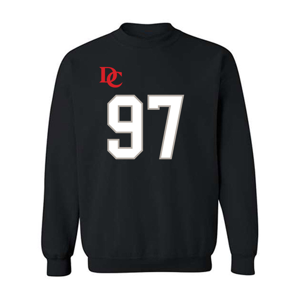 Davidson - NCAA Football : Liam McMann - Black Replica Shersey Crewneck Sweatshirt-0