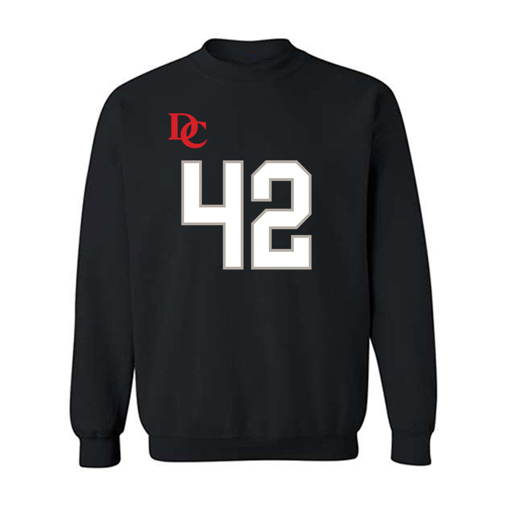 Davidson - NCAA Football : Dallas Brown - Black Replica Shersey Crewneck Sweatshirt