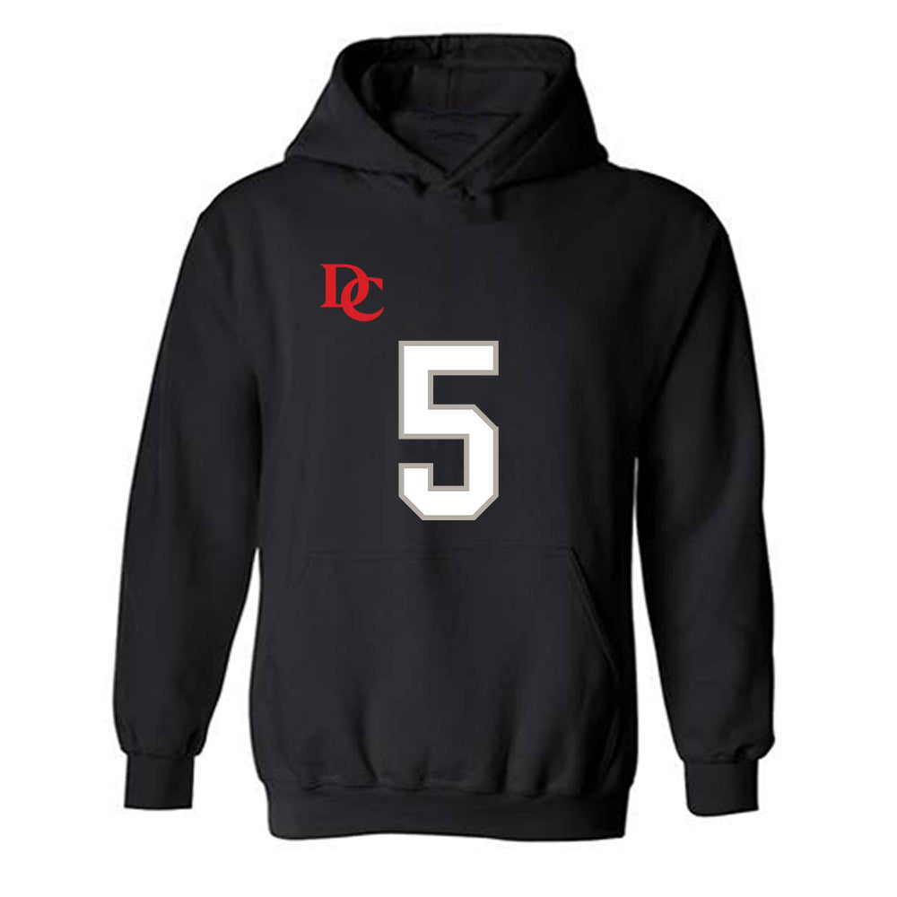 Davidson - NCAA Football : Coulter Cleland - Black Replica Shersey Hooded Sweatshirt
