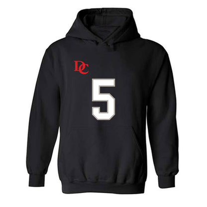 Davidson - NCAA Football : Coulter Cleland - Black Replica Shersey Hooded Sweatshirt