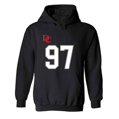 Davidson - NCAA Football : Liam McMann - Black Replica Shersey Hooded Sweatshirt-0