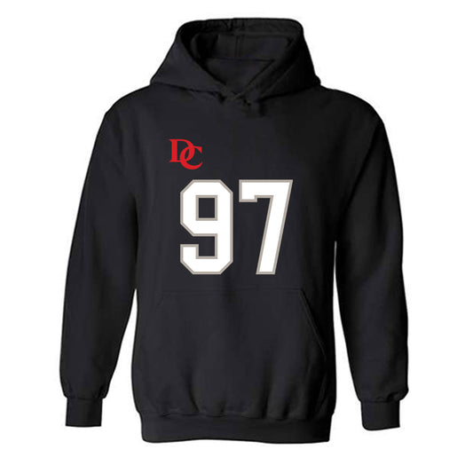 Davidson - NCAA Football : Liam McMann - Black Replica Shersey Hooded Sweatshirt-0