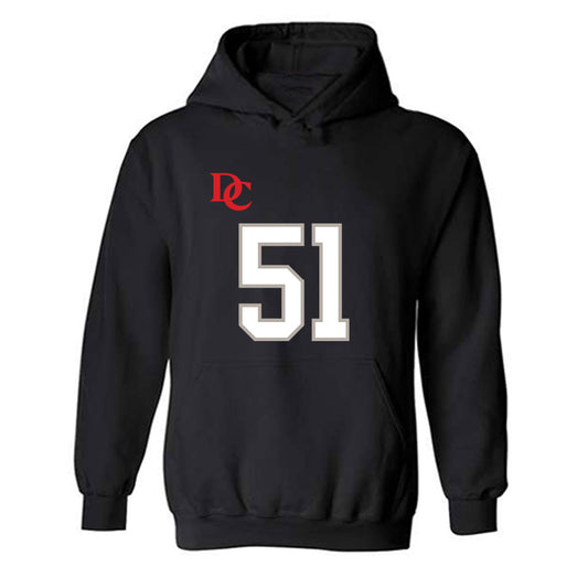 Davidson - NCAA Football : Tom Luther - Black Replica Shersey Hooded Sweatshirt